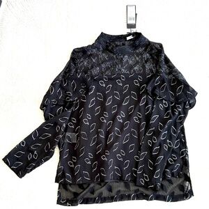 BCBGMAXAZRIA Metallic High-Low Chiffon Top